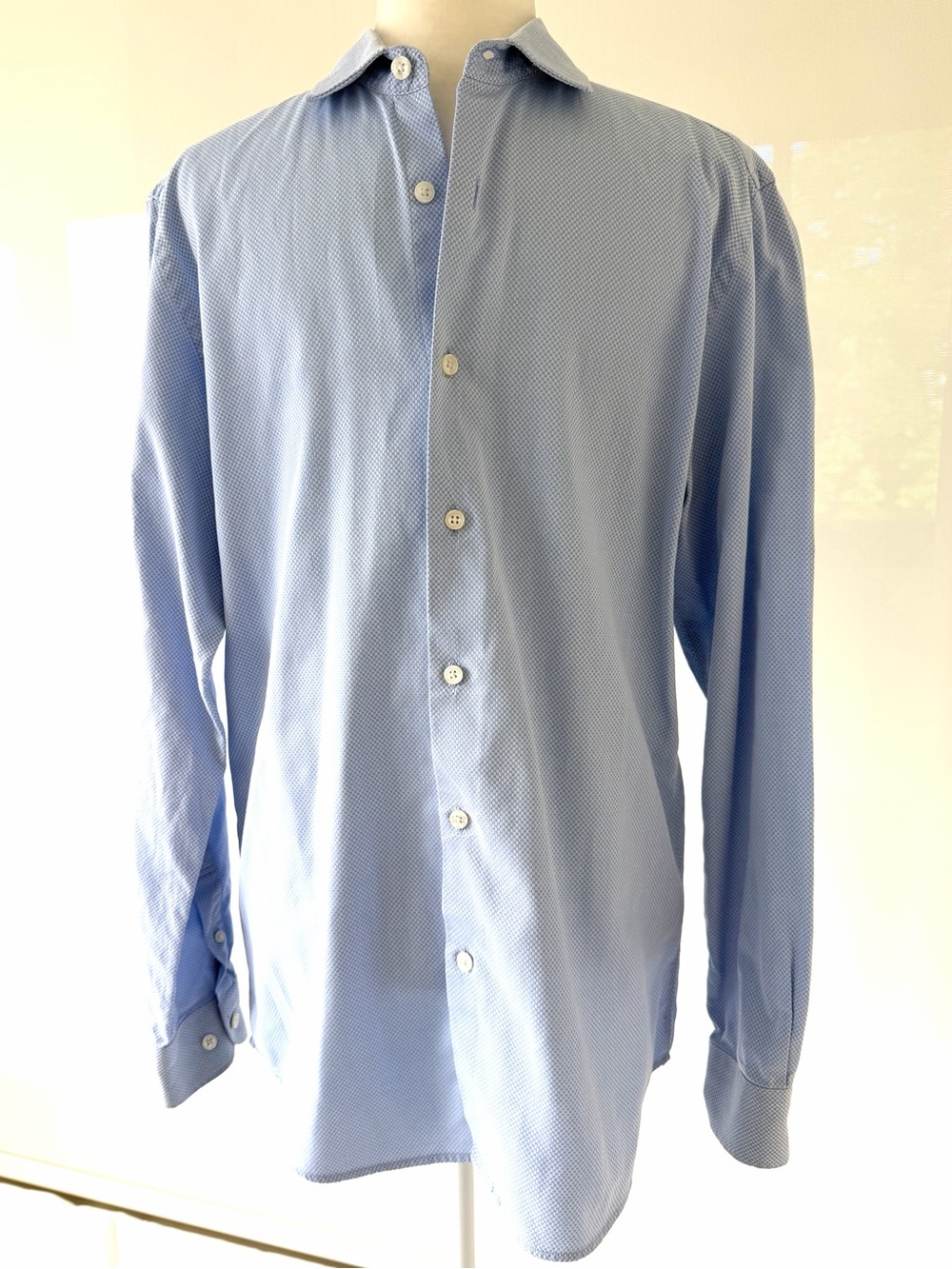 Hardy Amies Light Blue Micro-Pattern Dress Shirt